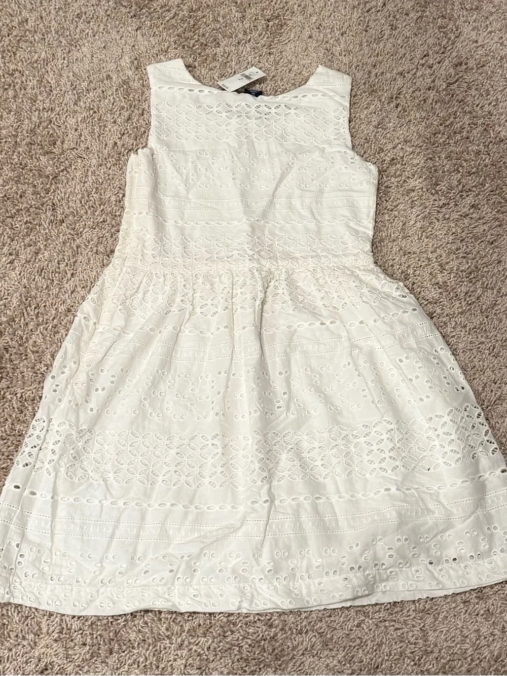GAP White Eyelet Sleeveless Fit-and-Flare Dress